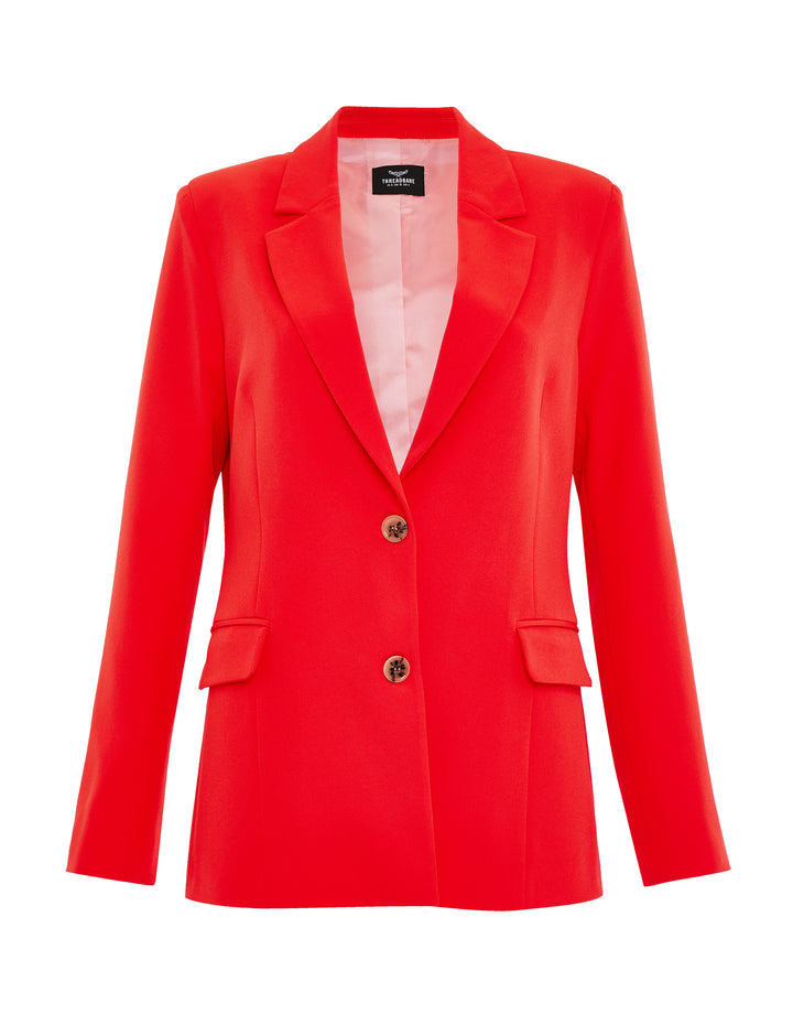 Red Single Breasted Relaxed Fit Blazer