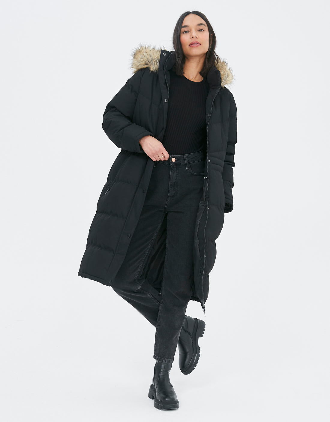 Black longline outlet parka