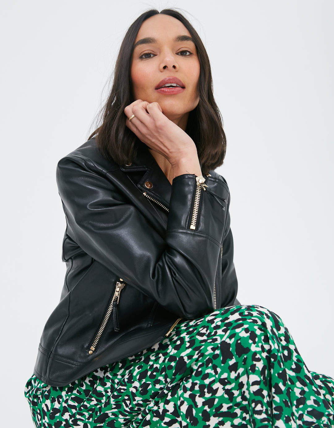 Black Faux Leather Biker Jacket