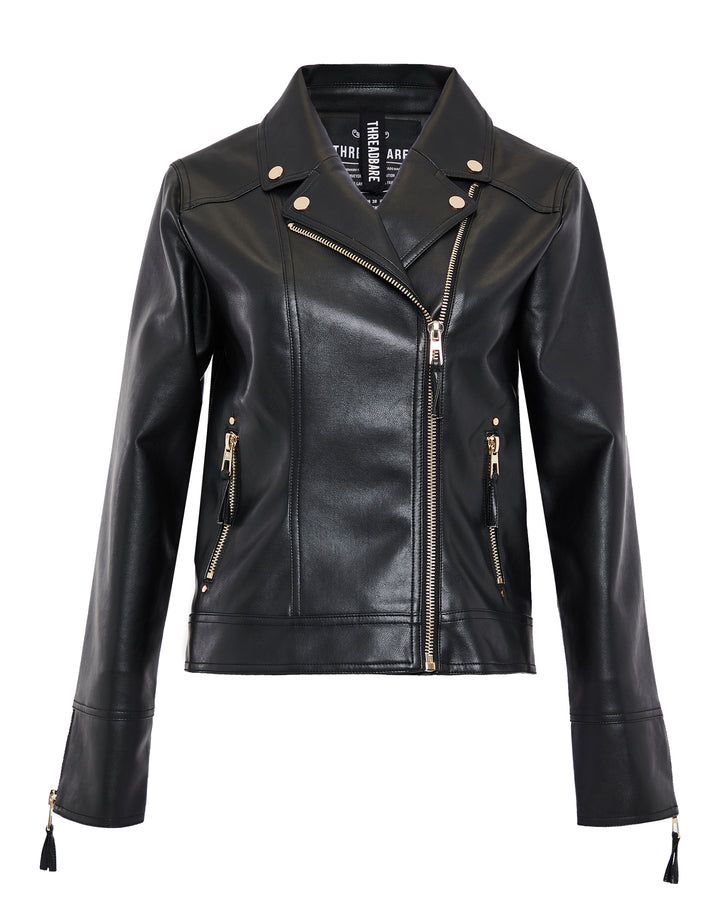Black Faux Leather Biker Jacket