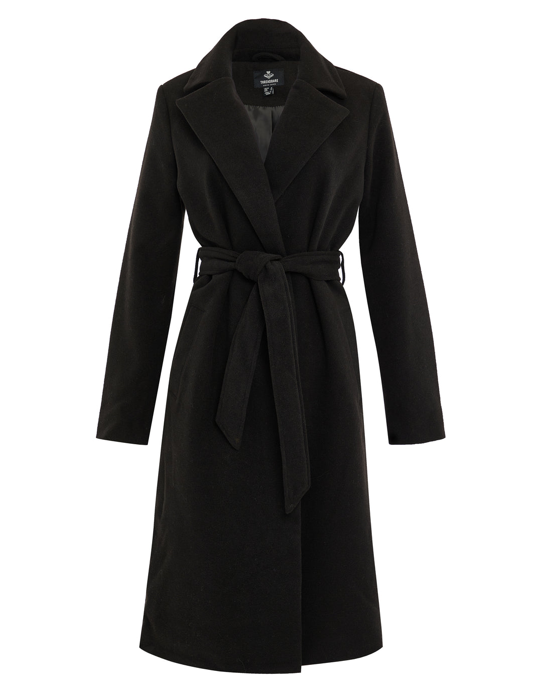 Black Collared Belted Formal Coat