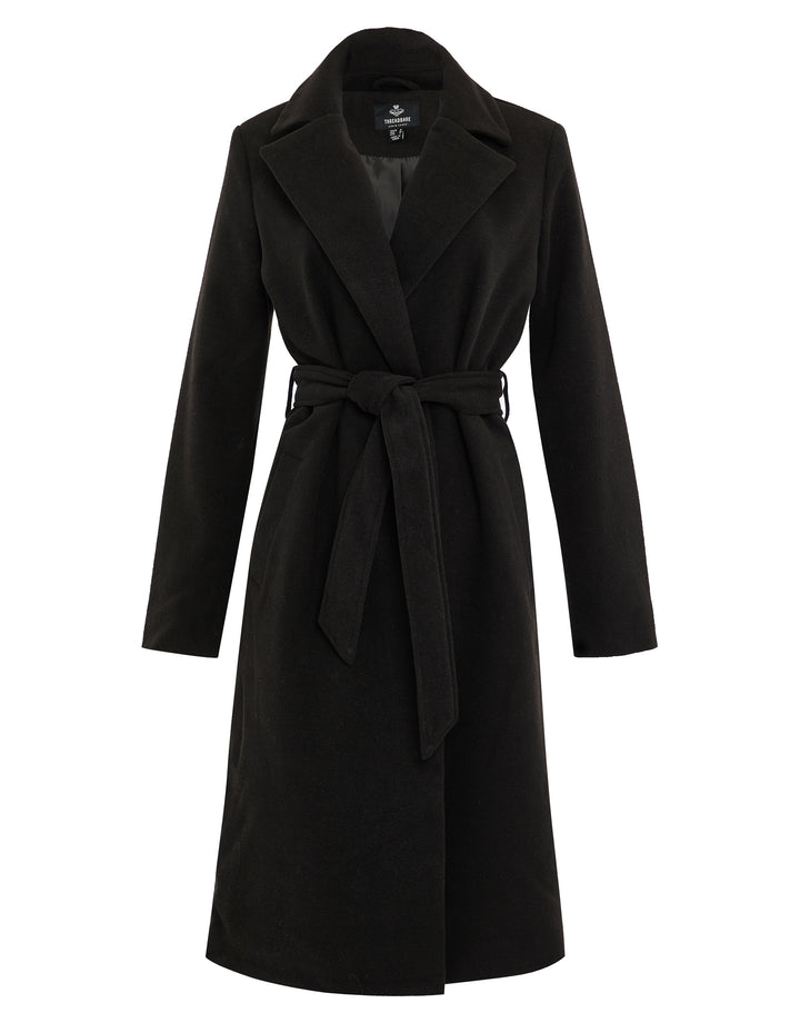 Black Collared Belted Formal Coat