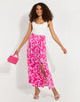 Pink Ditsy Floral Print Skirt