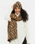 Tan Brown Letter Print Hat & Scarf (2-Piece Set)