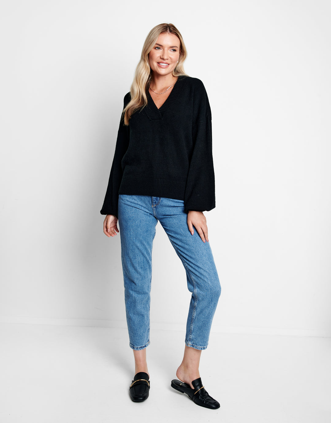 Black V-Neck Jumper