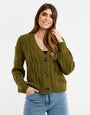 Khaki Green Cable Knit Cardigan