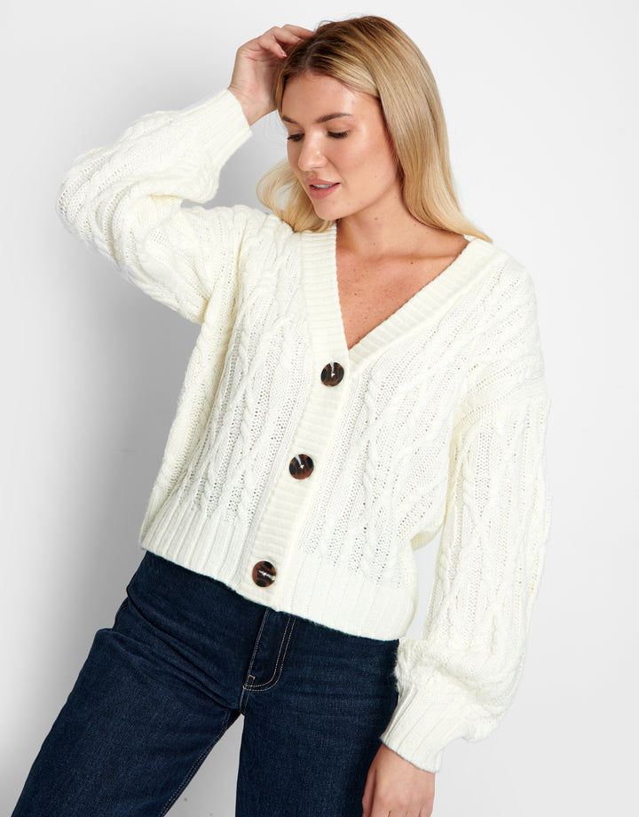 Cream Cable Knit Cardigan