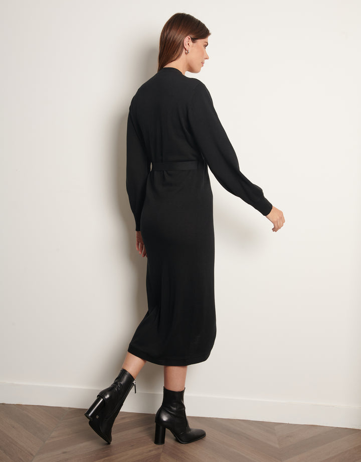 Black Midi Wrap Dress