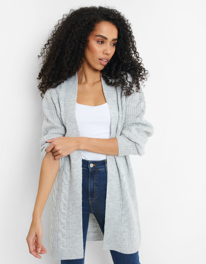 Light Grey Cable Knit Cardigan