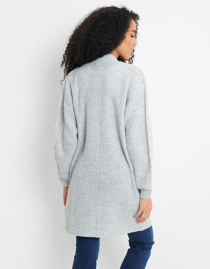 Light Grey Cable Knit Cardigan