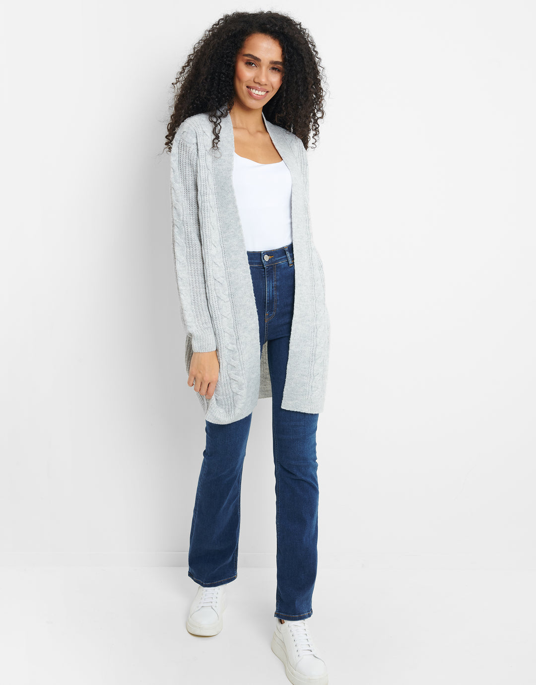 Light Grey Cable Knit Cardigan