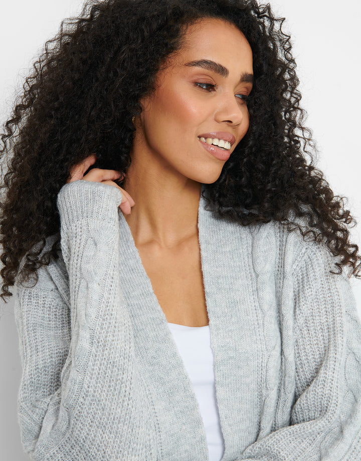 Light Grey Cable Knit Cardigan