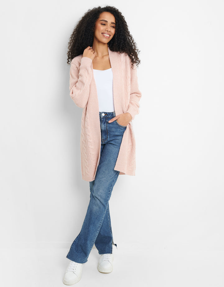 Pink Cable Knit Cardigan