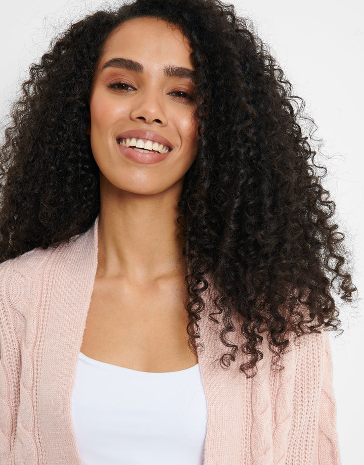 Pink Cable Knit Cardigan