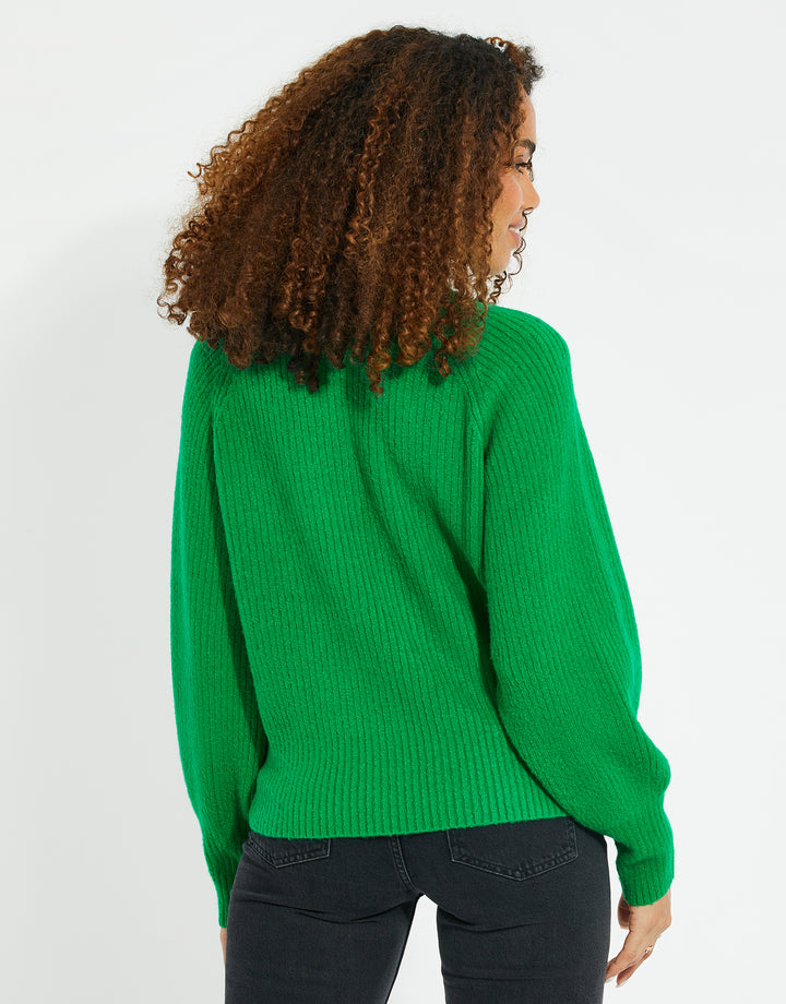 Green High Neck Knitted Jumper