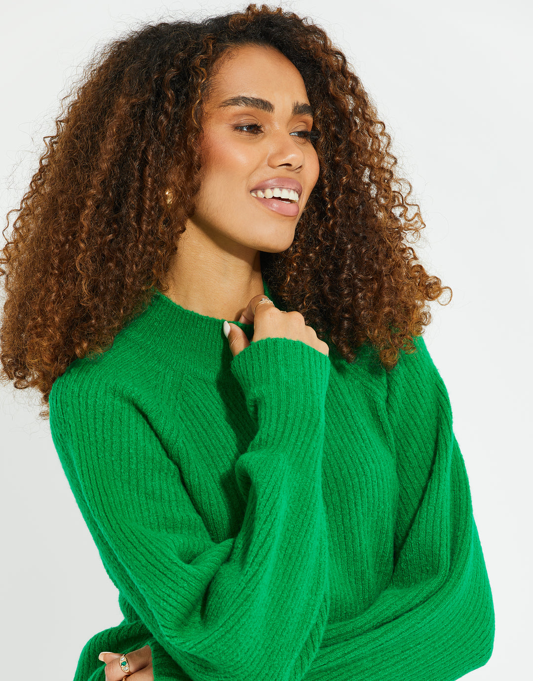 Green High Neck Knitted Jumper