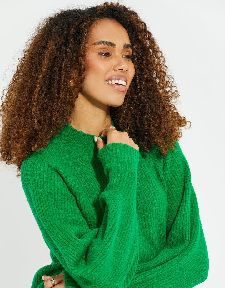 Green High Neck Knitted Jumper