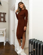 Brown Knitted Bodycon Dress