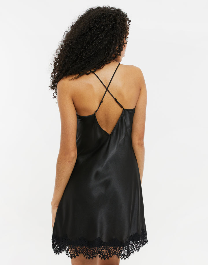 Black Satin Night Dress
