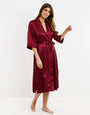 Burgundy Satin Kimono Robe