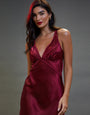 Burgundy Satin Halterneck Night Dress