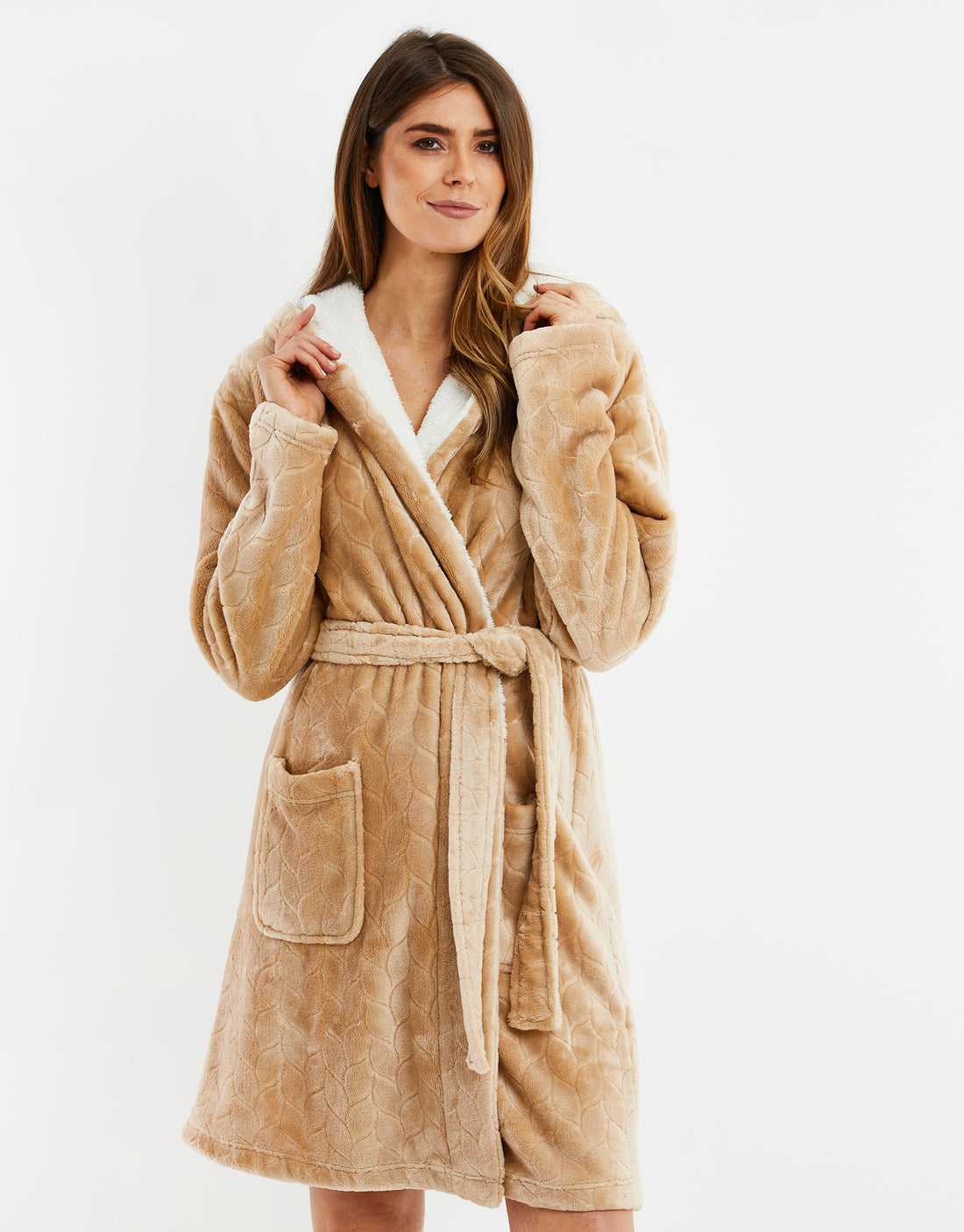 Womens Quilted Flannel Robe | Bathrobe With Mandarin Collar
