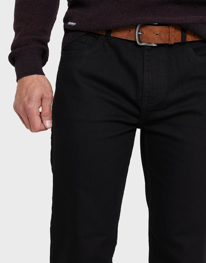 Black Straight Leg Belted Jeans