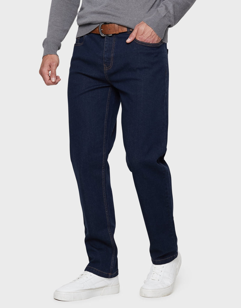 Straight Leg Belted Jeans Rinse