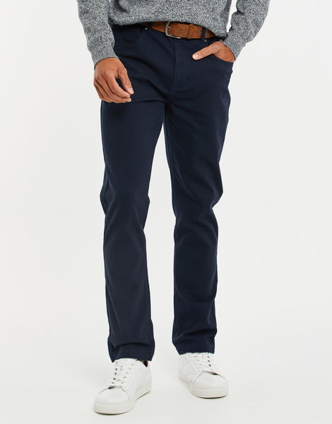 Men's Navy Blue Belted Chino Trousers – Threadbare