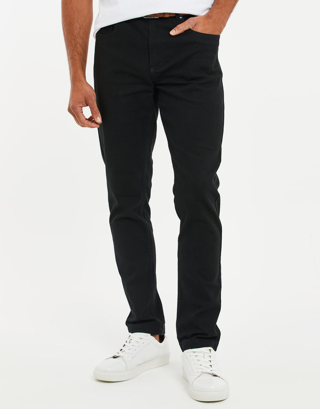 Men's Black Belted Chino Trousers – Threadbare