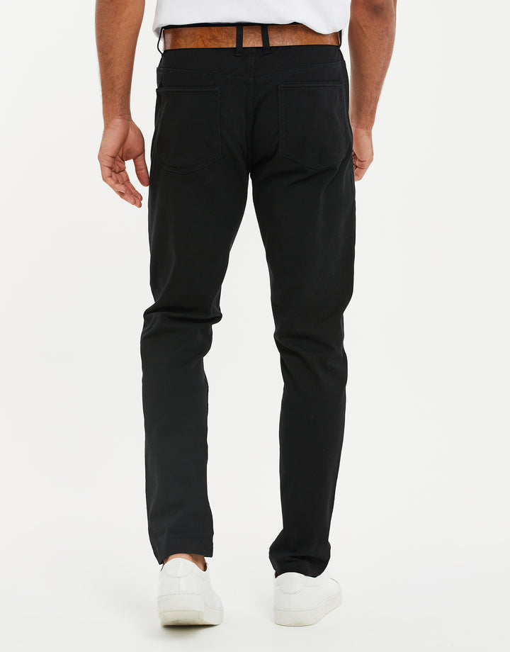 Black Belted Chino Trousers