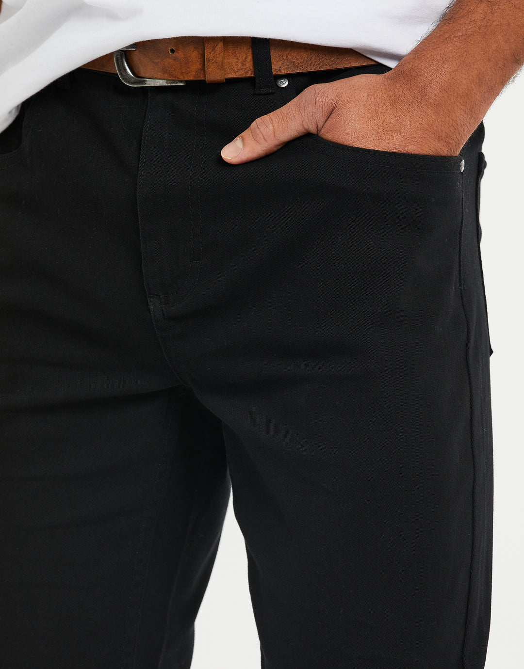 Black Belted Chino Trousers