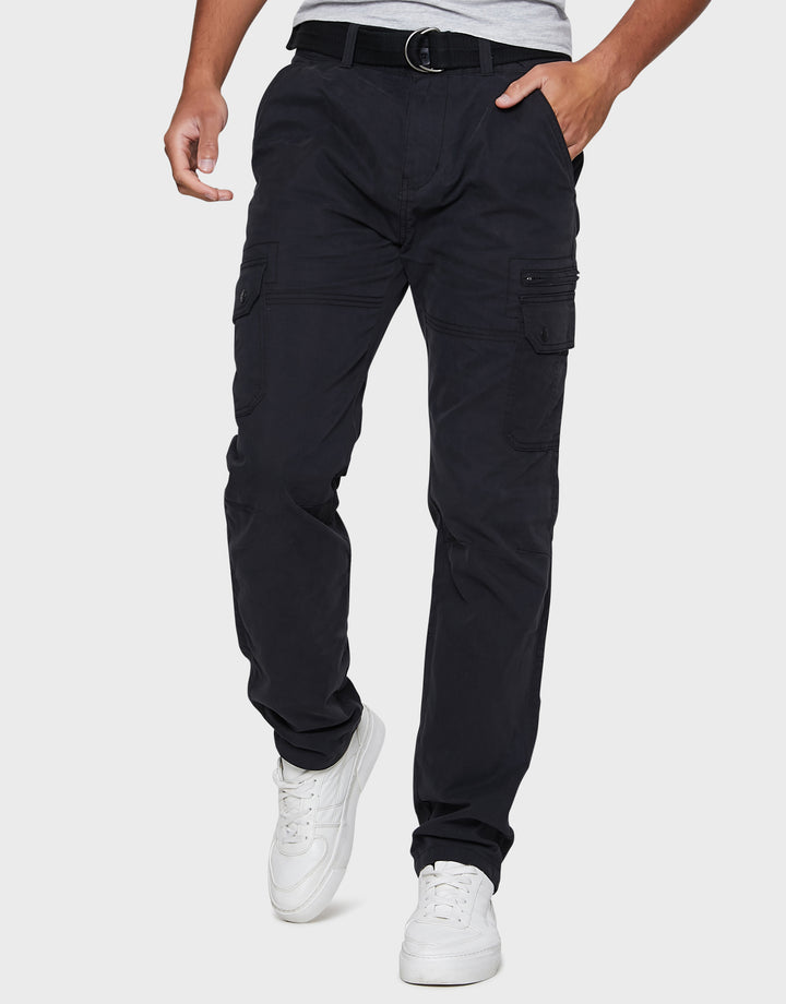 Black Belted Cargo Trousers