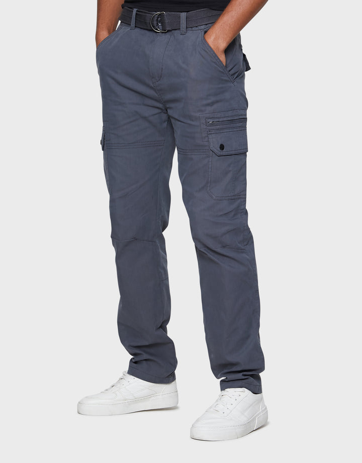Charcoal Grey Belted Cargo Trousers
