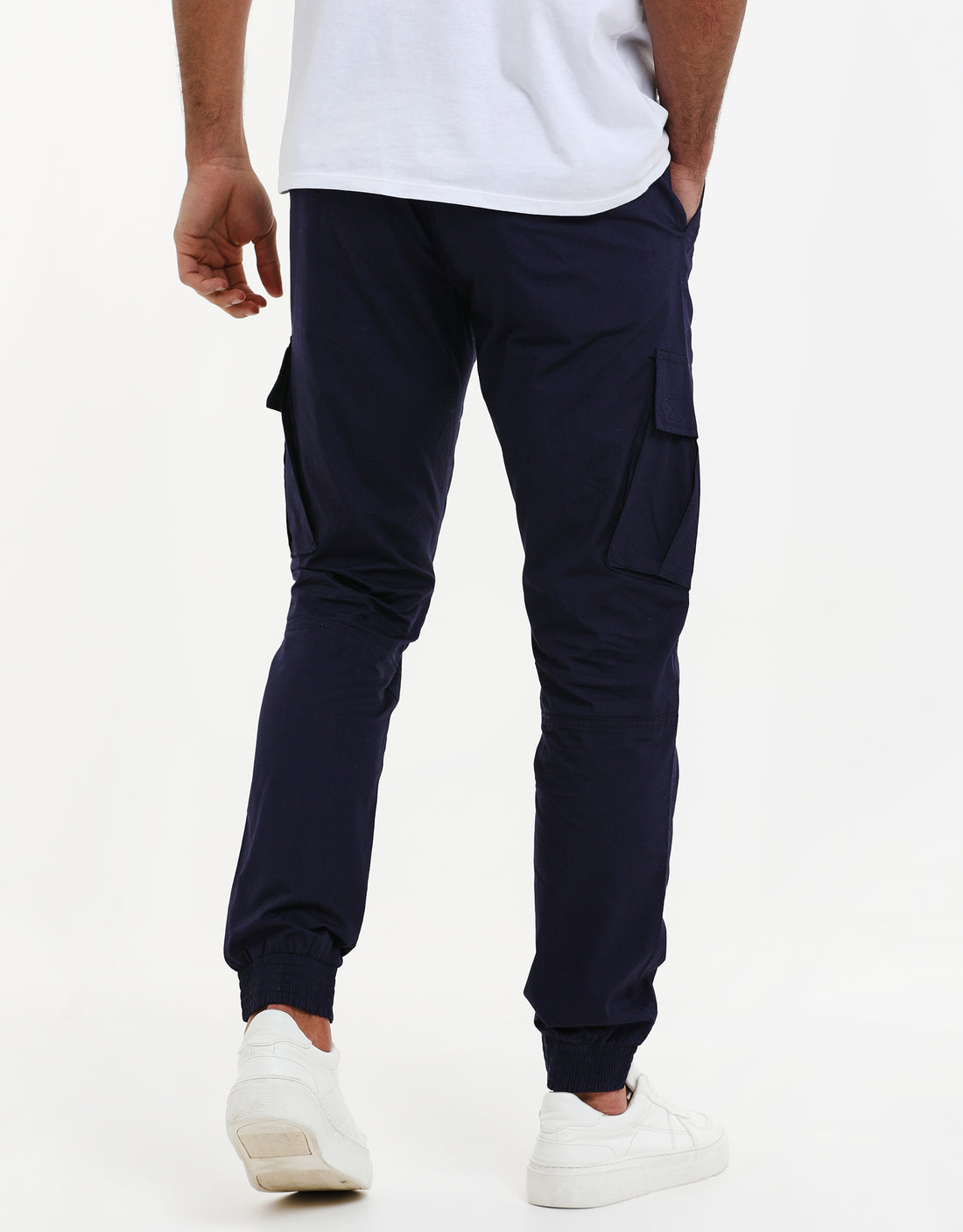 Men's Navy Blue Cuffed Cargo Trouser Combat Pants – Threadbare