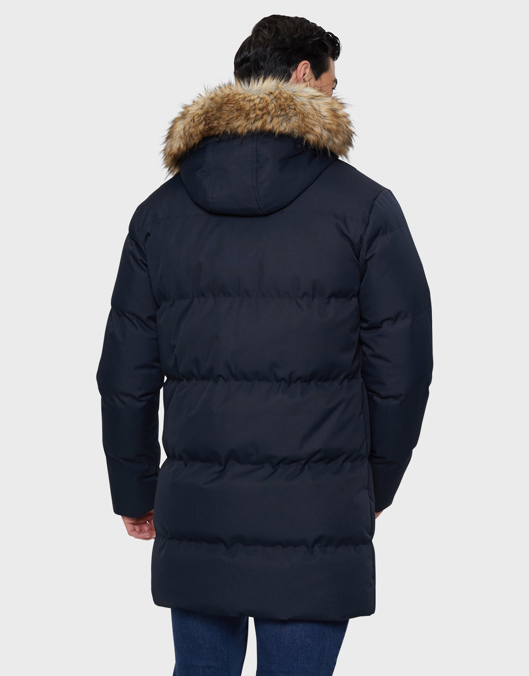 Navy Longline Padded Parka Coat