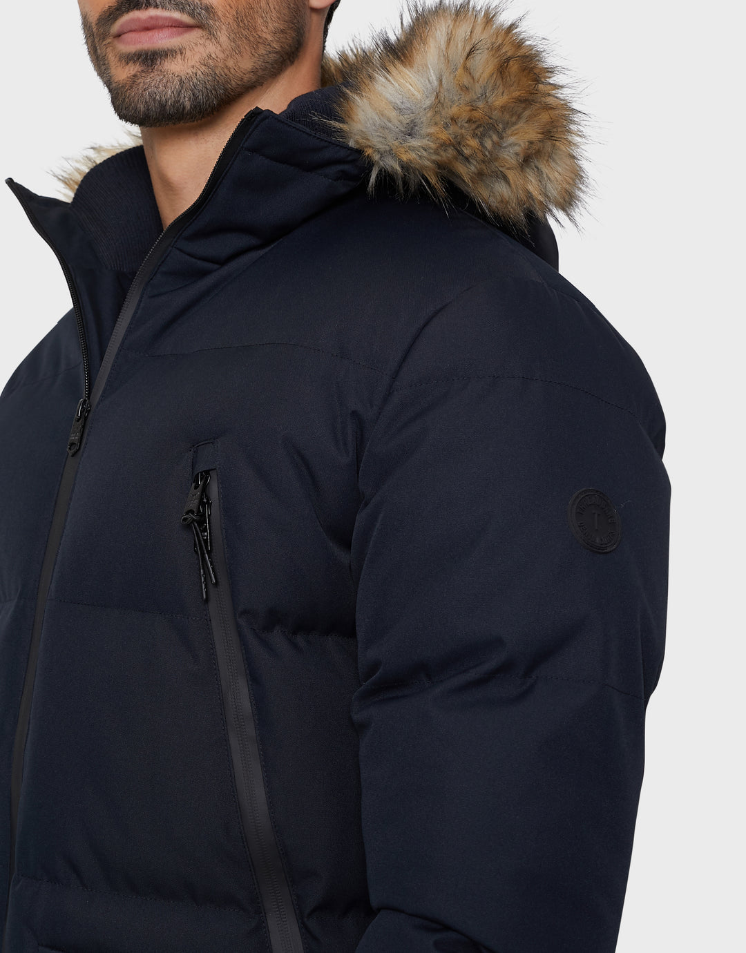 Navy Longline Padded Parka Coat
