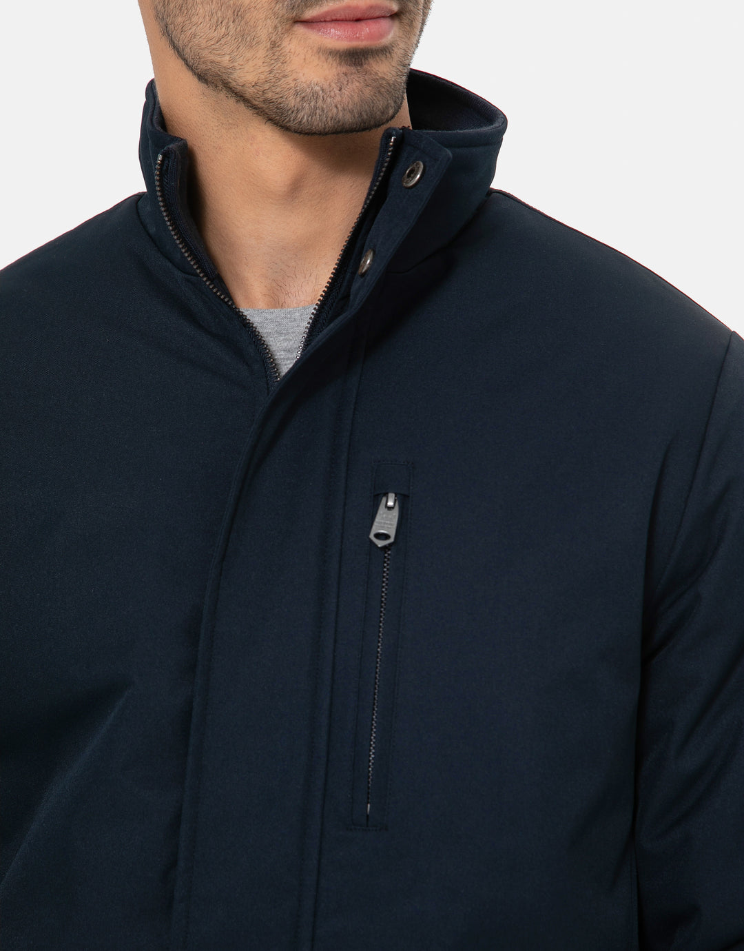 Navy Funnel Neck Lightweight Mac
