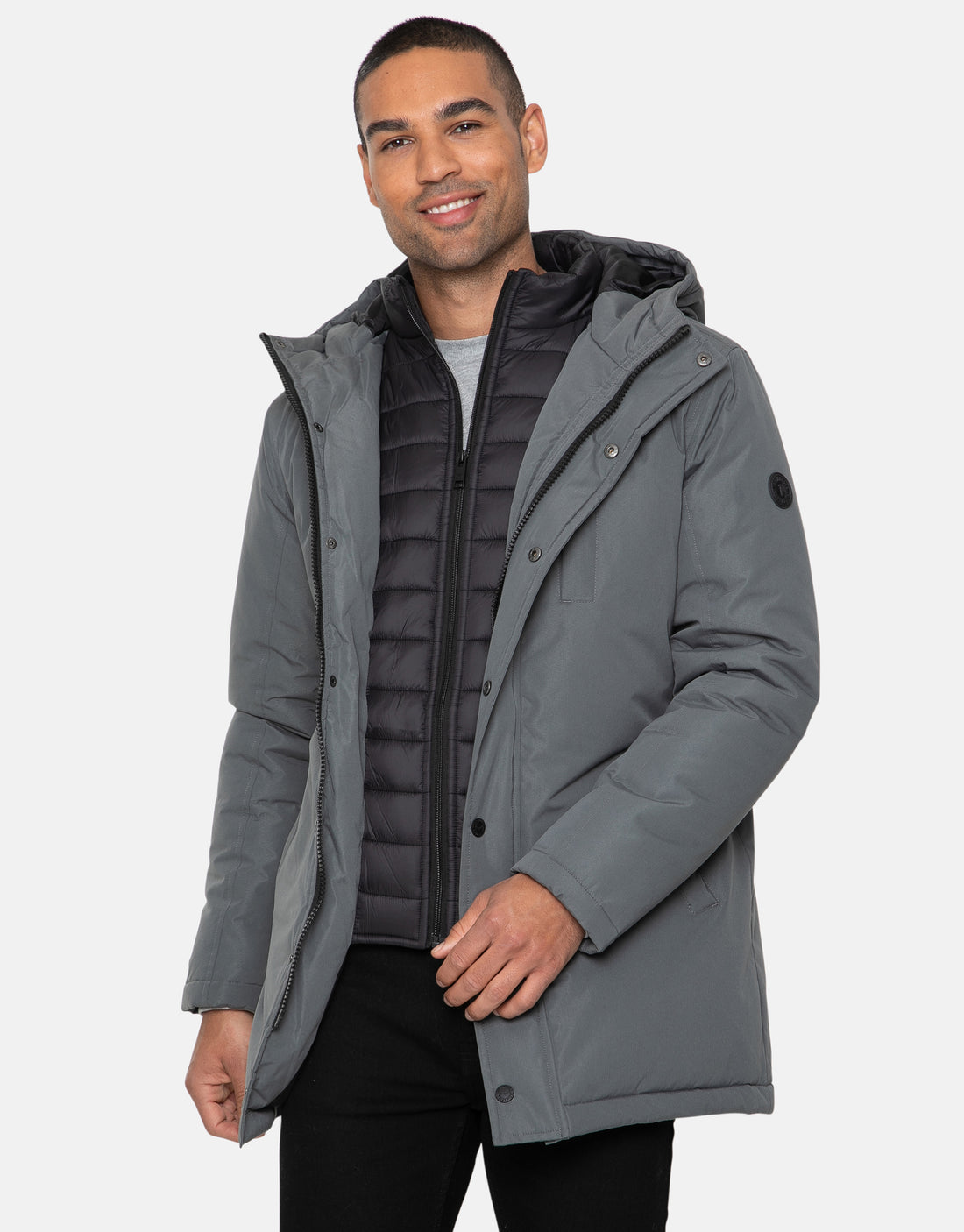 Mens Galbraith Charcoal Plain Mock Layer Lightweight Jacket – Threadbare