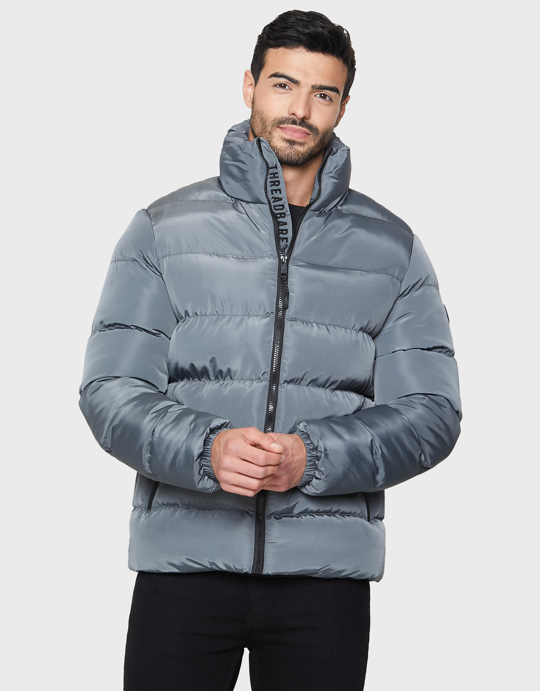 Men's Charcoal Padded Puffer Jacket – Threadbare