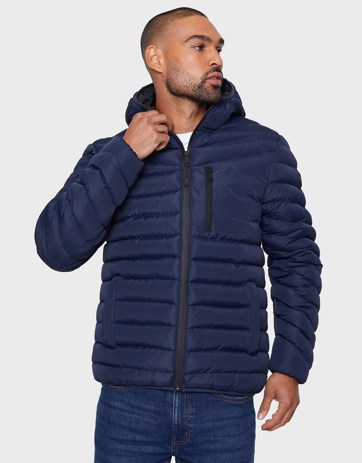 Navy Hooded Puffer Jacket