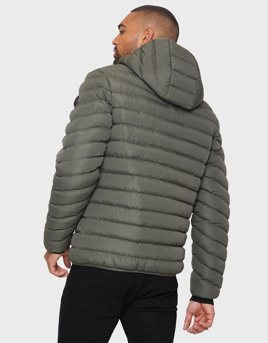 Men's Khaki Hooded Puffer Jacket – Threadbare