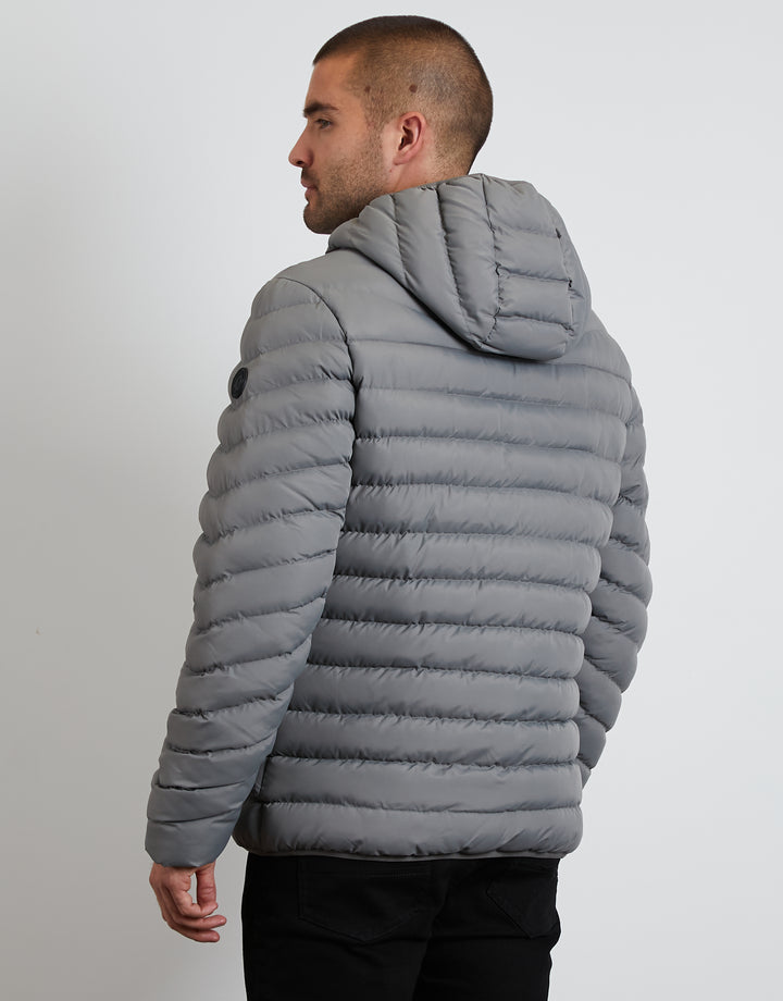 Grey Hooded Puffer Jacket