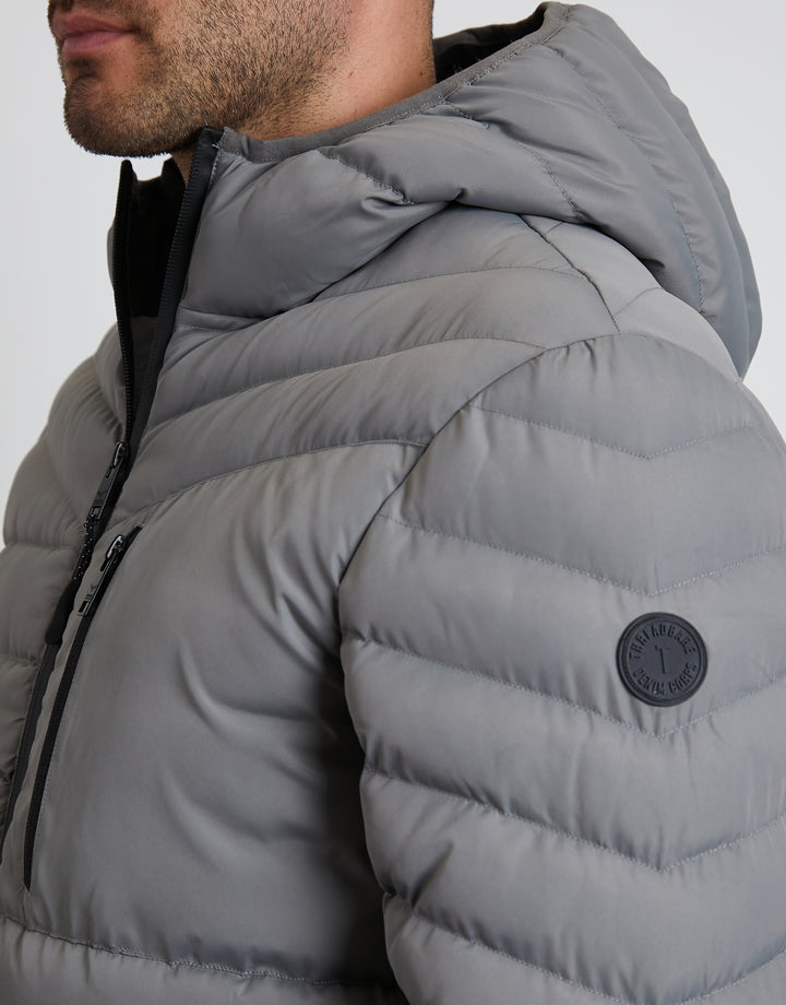 Grey Hooded Puffer Jacket