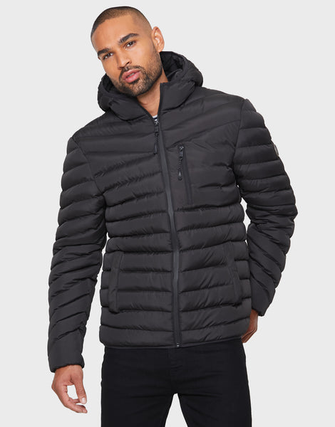 Men's Black Hooded Puffer Jacket – Threadbare