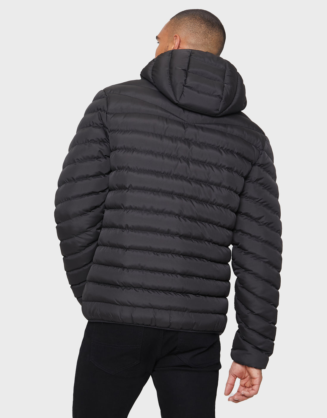 Men's Black Hooded Puffer Jacket – Threadbare