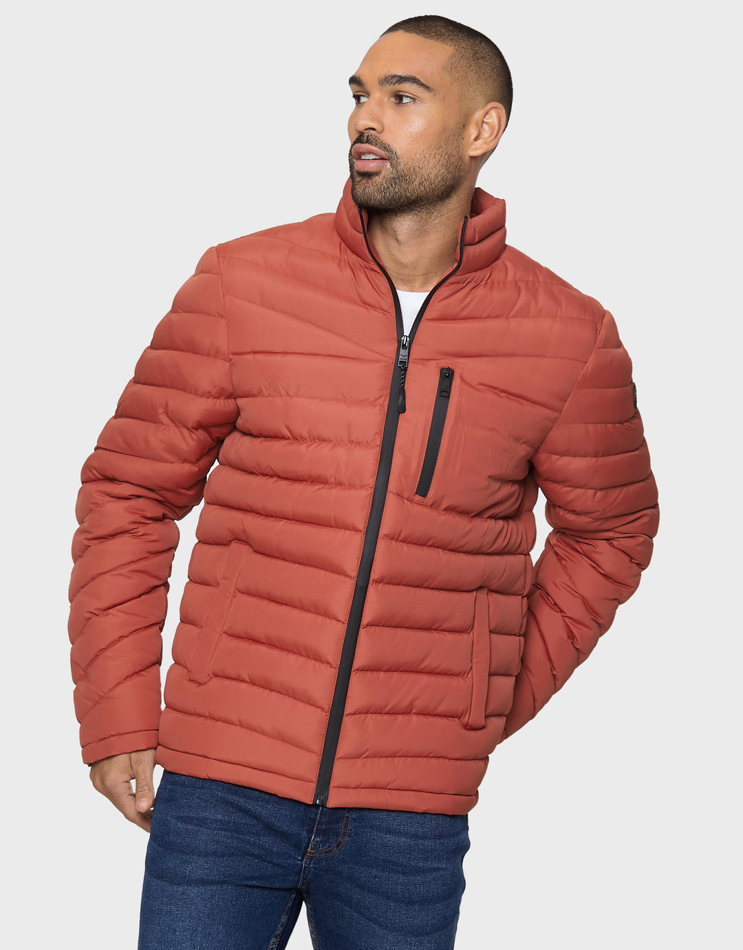 Threadbare Men's Rust Orange Lightweight Padded Puffer Jacket