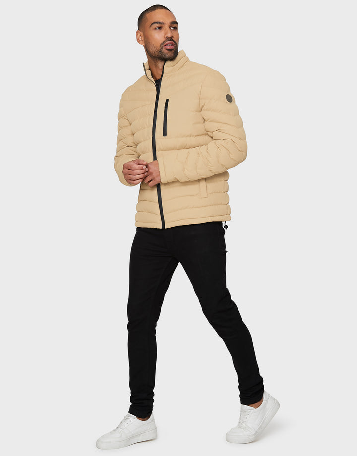 Tan Brown Lightweight Puffer Jacket
