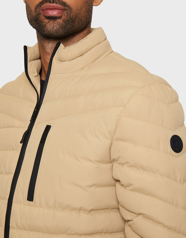 Tan Brown Lightweight Puffer Jacket