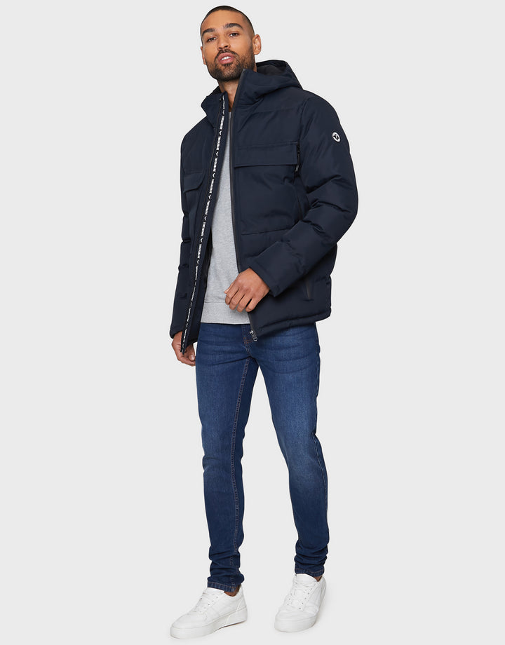 Navy Hooded Utility Coat